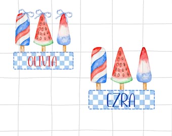 Personalized Boy Girl 4th Of July Kids Png, Boy Girl America Png, Patriotic Png, 4th of july popsicle png, red white and blue