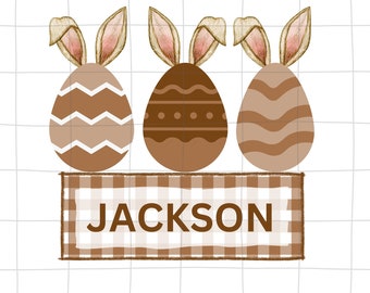 Personalized Kid Name Easter Egg Bunny Ear Png, Easter name png file, cute bunny ears png, Kids Easter PNG for boys
