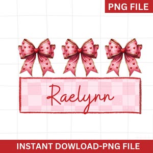 Personalized Kid Name Valentines Png, hearts png file, cute heart png, little valentine png, custom valentine png, coquette bow png