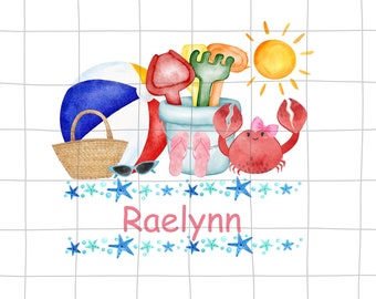 Personalized Kid Name Beach Png, Kids Summer PNG , Summertime PNG, Custom Kids Name Png, girls summer png