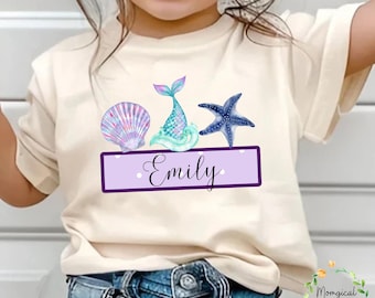 Personalized Kid Name Beach Png, Kids Summer PNG , Summertime PNG, mermaid monogram png, Custom Kids Name Png, girls summer png