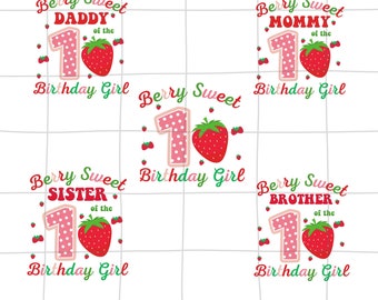 Beere Erster Geburtstag Familie Png, Erdbeere 1. Geburtstag Png, süße Erdbeere Png, 1. Geburtstag Png, Beere Passende Familie Png