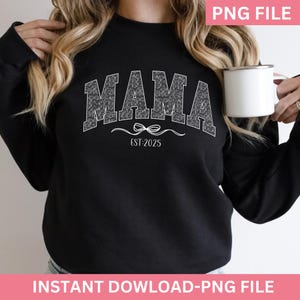 Lace Mama Png est 2025, Lace Mama Coquette png, Chemise maman png, Faire-part de grossesse png, Nouvelle maman 2025 png, Coquette maman dentelle png