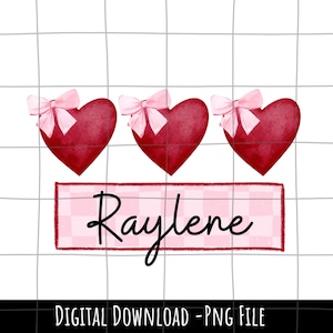 Personalized Kid Name Valentines Png, hearts png file, cute heart png, little valentine png, custom valentine png