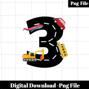 Dinge, die gehen, 3rd Birthday Transport png, Transport, dritter Geburtstag PNG, Number 2, Birthday Sublimation Design