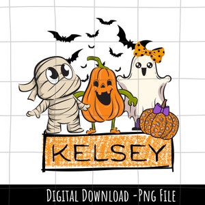 Personalized Kid Name Halloween Png, Cute Halloween Png for Kids, Halloween Png, Girl Halloween Png, Custom Kids Name Png