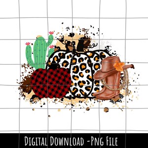 Western Fall Pumpkin png, Fall Leopard Pumpkin Sublimation Design, Thanksgiving png, cowhide and leopard pumpkin png