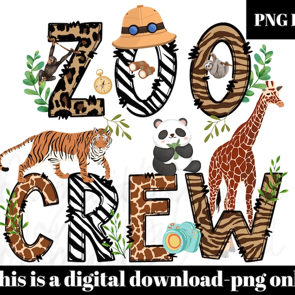 zoo crew png, zoo animals digital download, sublimation, Zoo trip png, animal png