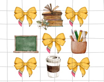 Teacher Pencil Bow PNG, Back to School Clipart (Digital Download)