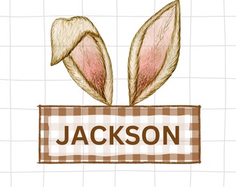 Personalized Kid Name Easter Bunny Ear Png, Easter name png file, cute bunny ears png, Kids Easter PNG for boys,  Boy Easter tshirt design