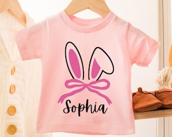 Personalized Kid Name Easter Bunny Png, Easter name png file, cute easter coquette png, Pink Bunny Name png, Girl Easter bunny coquette png