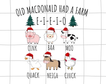 Old MacDonald Had A Farm PNG, christmas farm animal png, oink baa moo  png,  christmas cow png, christmas farm png