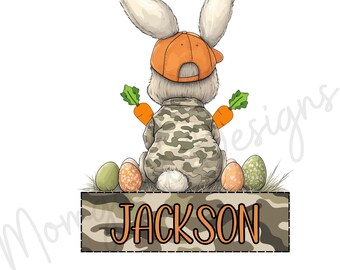 Personalized Camo Easter Bunny PNG, Boy Easter T-Shirt Design