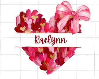 Personalized Kid Name Valentines Png, hearts png file, cute heart png, little valentine png, custom valentine png