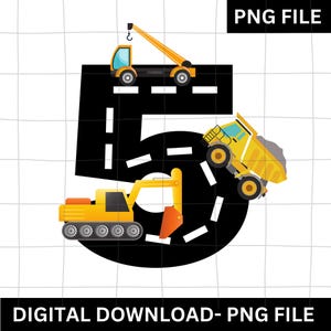 5e verjaardag bouw-png, bouw-png, tweede verjaardag png, nummer 5, verjaardag sublimatieontwerp
