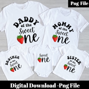 Sweet One Strawberry Birthday Png, Matching Family Strawberry Birthday , Sweet One Strawberry First Birthday Png, 1st Birthday, png bundle