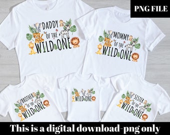 Wild One family png, mom of the wild one, Birthday Family Wild One Bundle Png, Zoo Animal Birthday Png