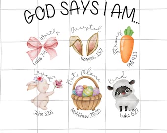 Dios dice que soy Pascua PNG: Versículo bíblico, Huevo de Pascua (Descarga digital)