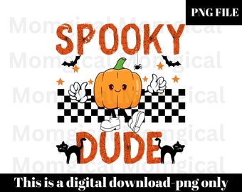 Spooky Dude PNG, diseños de sublimación de Halloween para niños, diseños png de Halloween, png retro de Halloween, png de otoño retro, png de sublimación de otoño para niños,