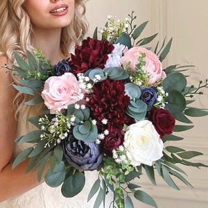 Wedding bouquet, Bridal bouquet, Burgundy wedding bouquet, Navy wedding bouquet, Burgundy bridal bouquet, Burgundy wedding flowers