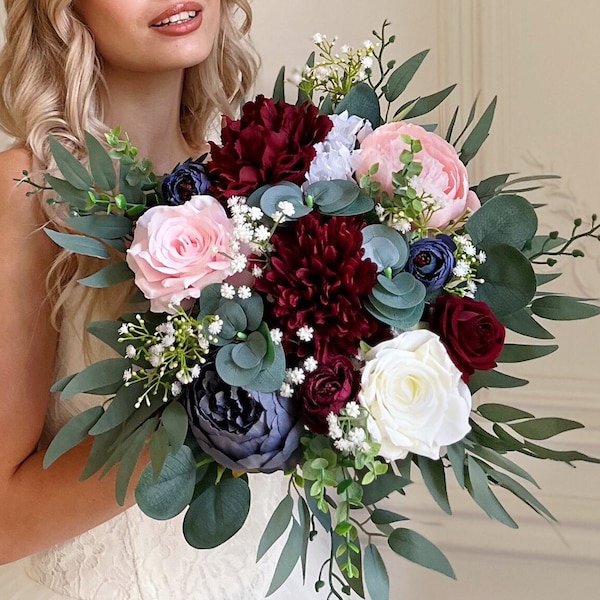 Bridal bouquet, Wedding bouquet, Burgundy wedding bouquet, Navy wedding bouquet, Burgundy bridal bouquet, Burgundy wedding flowers