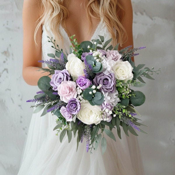 Lilac bridal bouquet, Wildflower bridal bouquet, Bridal bouquet, Purple wedding bouquet, Lavender bridal bouquet