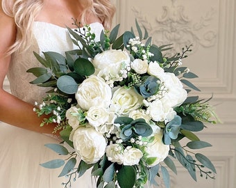 Bridal bouquet, Wedding bouquet, White wedding bouquet, White bridal bouquet, Bridesmaid bouquet, White wedding flowers