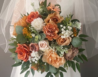 Wedding bouquet, Terracotta wedding bouquet, Orange bridal bouquet, Orange wedding bouquet, Rust wedding bouquet, Bridesmaid bouquet