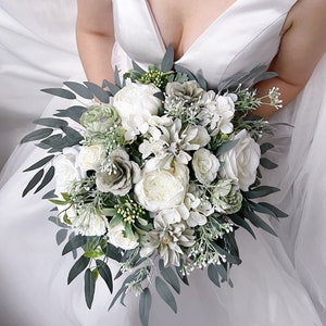 Wedding bouquet, White Bridal bouquet, White wedding bouquet, Sage wedding bouquet, Bridesmaid bouquet