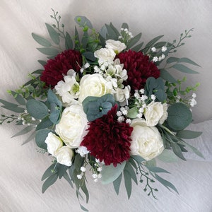 Bridal bouquet, Burgundy wedding bouquet, Burgundy bridal bouquet, Deep red wedding bouquet, Winter wedding bouquet, Burgundy wedding