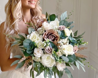 Bridal bouquet, Wedding bouquet, Boho wedding bouquet, Rust wedding bouquet, White Bridal bouquet, White bridal bouquet