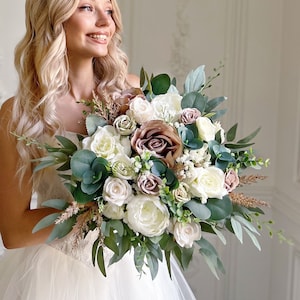 Bridal bouquet, Wedding bouquet, Boho wedding bouquet, Rust wedding bouquet, White Bridal bouquet, White bridal bouquet