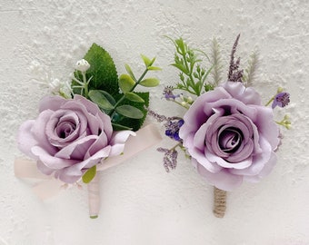 Wedding boutonniere, Boutonniere for men, Lavender boutonniere, Lilac boutonniere, Groomsman boutonniere, Groom boutonniere