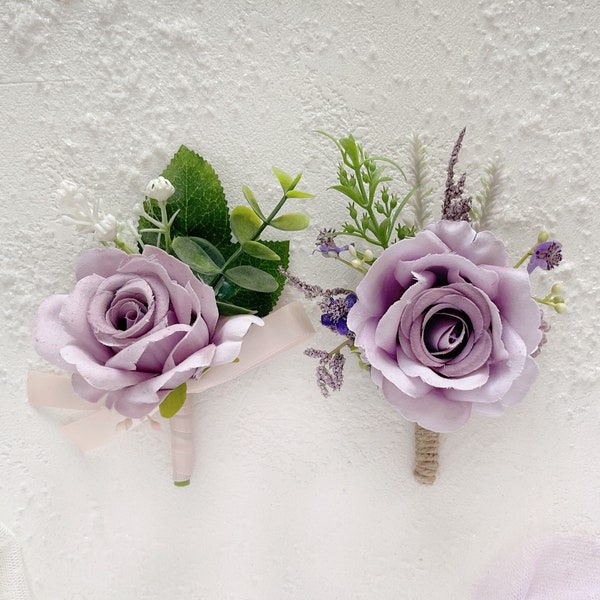 Wedding boutonniere, Boutonniere for men, Lavender boutonniere, Lilac boutonniere, Groomsman boutonniere, Groom boutonniere