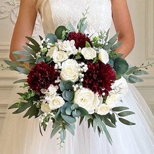 Bridal bouquet, Burgundy wedding bouquet, Deep red wedding bouquet, Burgundy bridal bouquet, Winter wedding bouquet, Burgundy wedding