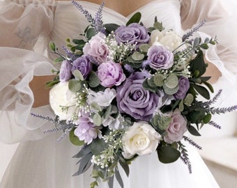 Bridal bouquet, Lavender wedding bouquet, Lavender bridal bouquet, Purple bridal bouquet, Bridesmaid bouquet, Lilac bridal bouquet