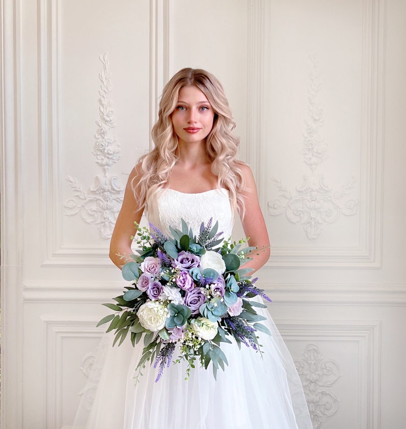 Lavender bridal bouquet, Lavender wedding bouquet, Bridal bouquet, Purple wedding bouquet, Bridesmaids bouquet, Lilac bridal bouquet image 8