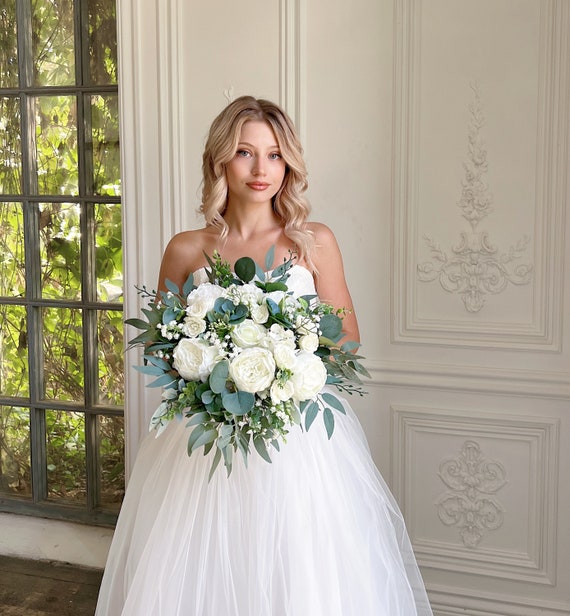 wedding bouquets for ivory dress Bridal bouquet, bouquet, White wedding bouquet, White Bridal bouquet, Bridesmaid bouquet, White wedding flowers white and greenery bridal bouquet