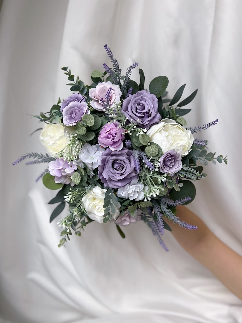 Lavender bridal bouquet, Lavender wedding bouquet, Bridal bouquet, Purple wedding bouquet, Bridesmaids bouquet, Lilac bridal bouquet image 5