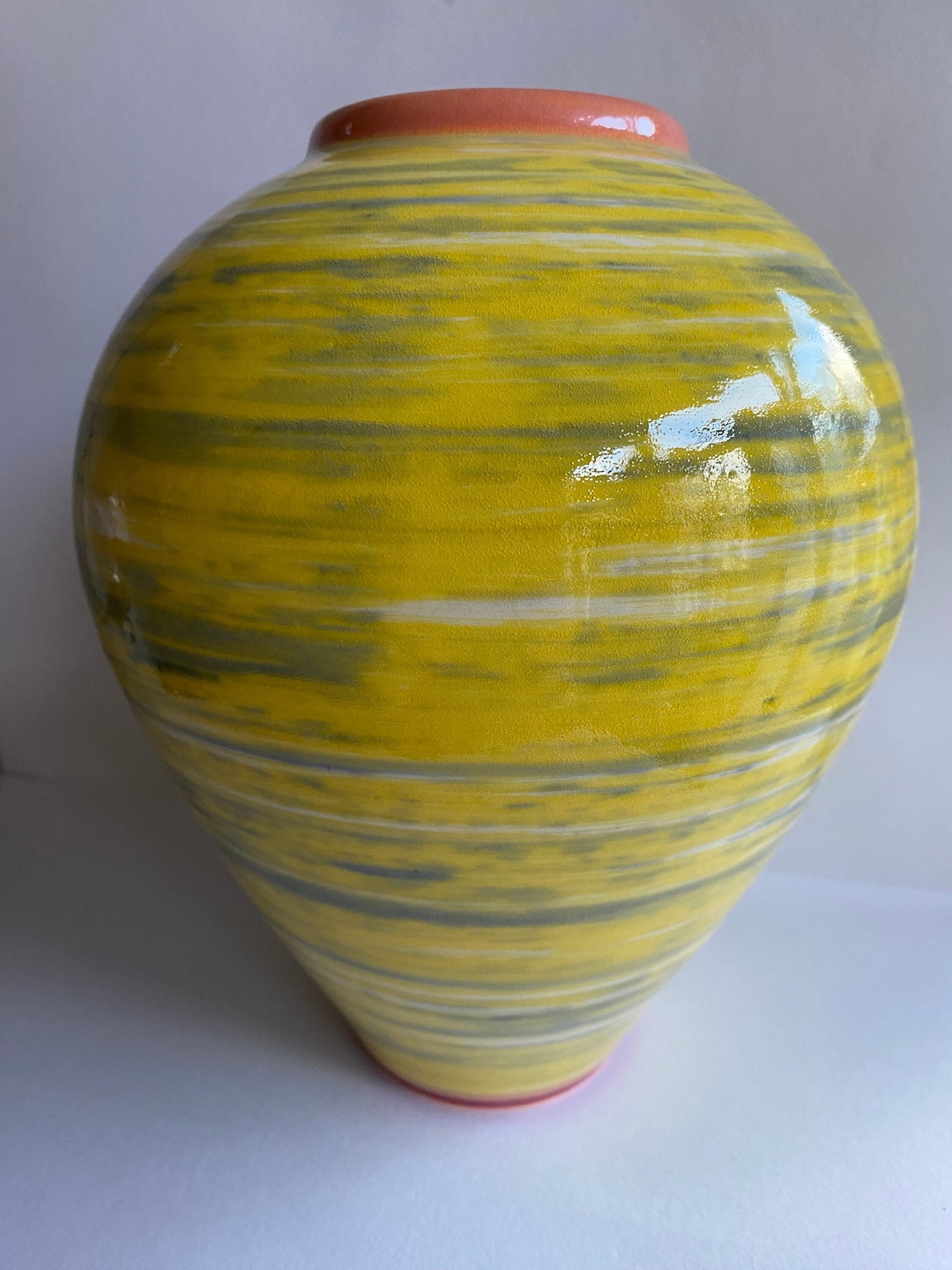 Tall Ceramic Vase Handmade Pottery Hand Thrown Hand Painted Eco