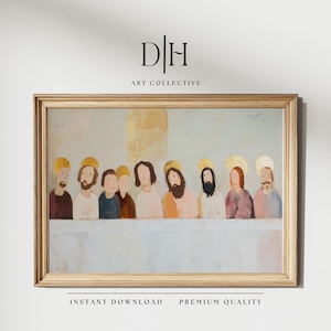 Minimalist Last Supper Print: Abstract Christian Home Decor (Digital Download)