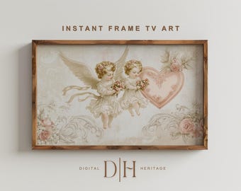 Vintage Angels Valentine's Day TV Art | Heart and Roses (Digital Download)