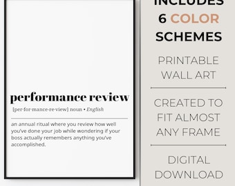 Definition Print Performance Review| Work Office Wall Art | Minimalist Home Decor | Funny Work Quote Sayings | Humorous Coworker Gift