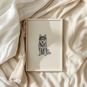 Husky Print | Dog Digital Artwork | Siberian Husky Dog Art | PRINTABLE WALL ART | Pet Wall Art for Animal Lover | Dog Drawing