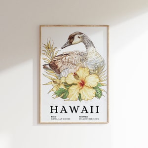 Hawaii State Bird & Gelber Hibiskus Kunstdruck (Digitaler Download)