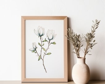 MISSISSIPPI - Magnolia State Flower Line Art - minimalistic flower line art, flower line drawing, flower digital print, botanical print