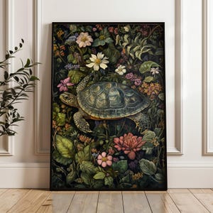 William Morris Turtle Print: Cottagecore Sealife Art (Digital Download)
