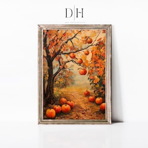 Autumn Orchard Oil Painting: Vibrant Fall Landscape Art (Digital Download)