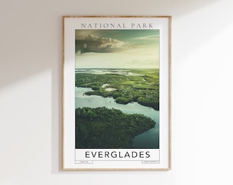 Impression de voyage du parc national des Everglades - impression des Everglades en Floride, parc national des Everglades, affiche du parc national des Everglades