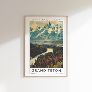 GRAND TETON National Park Travel Print - grand teton wyoming print, grand teton national park, grand teton national park poster print